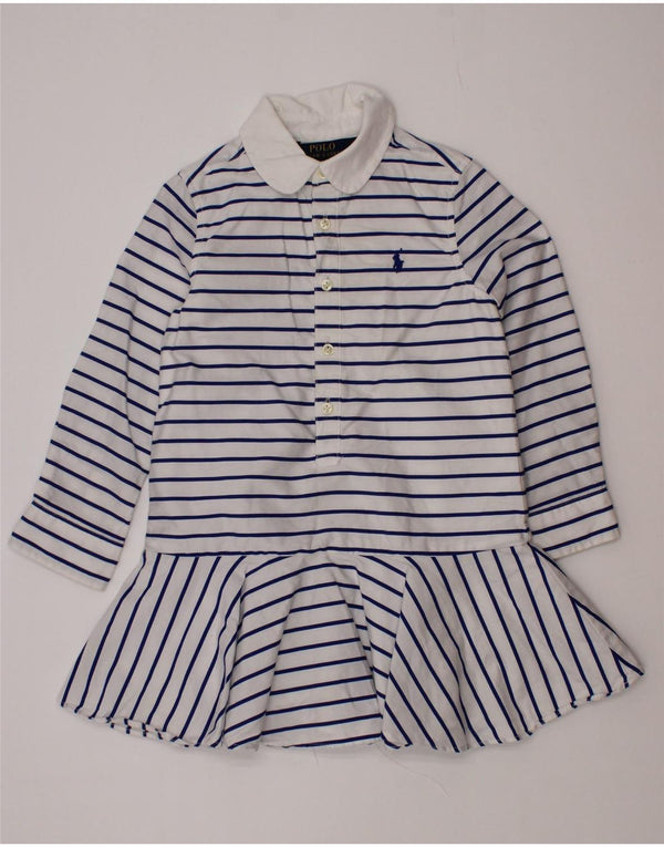 Polo Ralph Lauren Abito camicia pullover per ragazze 2-3 anni in cotone a righe bianche