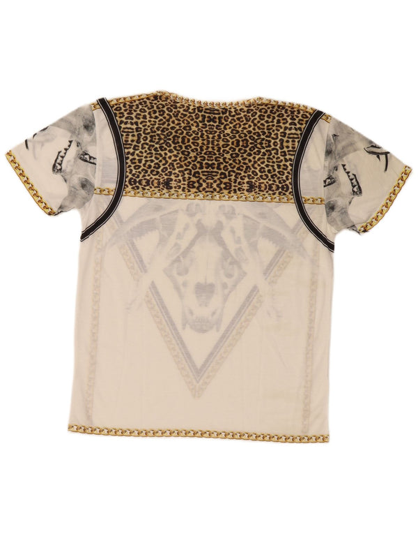 T-shirt grafica da uomo Zara con stampa animalier bianca grande