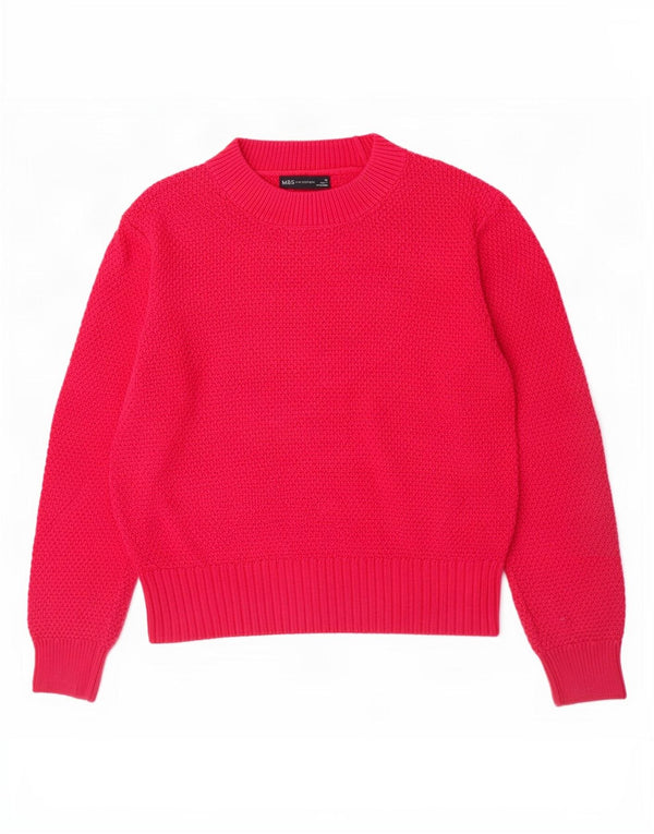 Maglione maglione a collo alto da donna Marks & Spencer UK 12 Cotone rosa medio