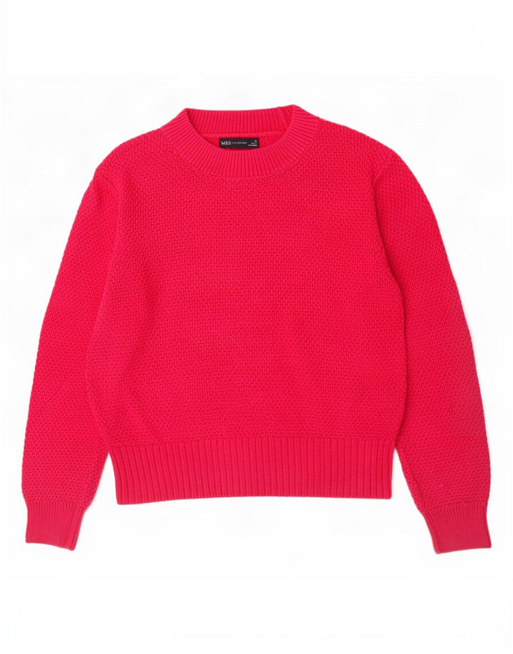 Maglione maglione a collo alto da donna Marks & Spencer UK 12 Cotone rosa medio