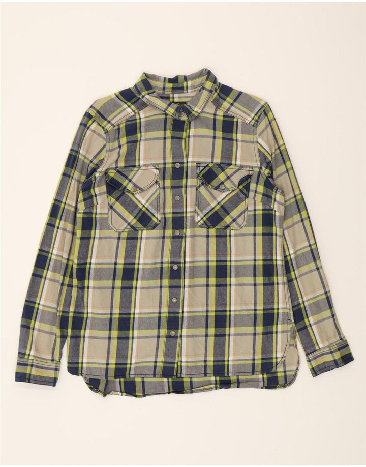 EDDIE BAUER Womens Flannel Shirt UK 16 Large Beige Check Cotton Vintage Eddie Bauer and Second-Hand Eddie Bauer from Messina Hembry 