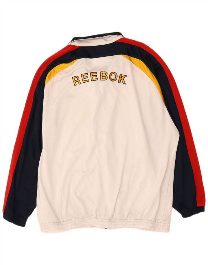 Giacca da ginnastica Reebok da uomo con vestibilità ampia e grafica, grande, colore bianco