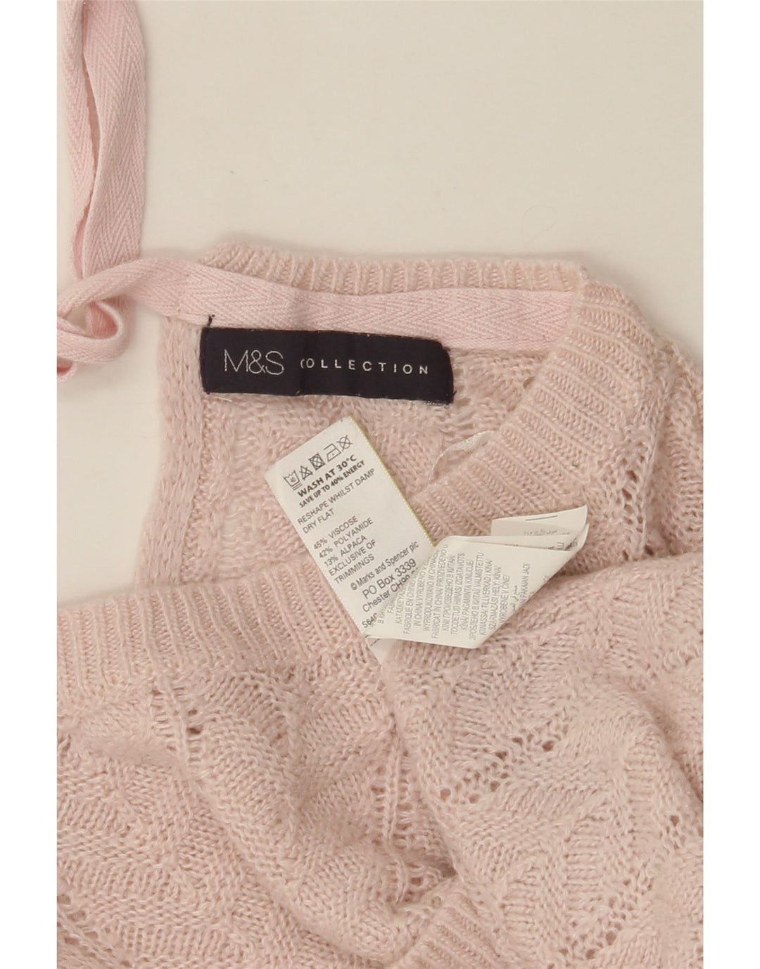 MARKS & SPENCER Maglione corto da donna con scollo a barca UK 8 piccolo rosa