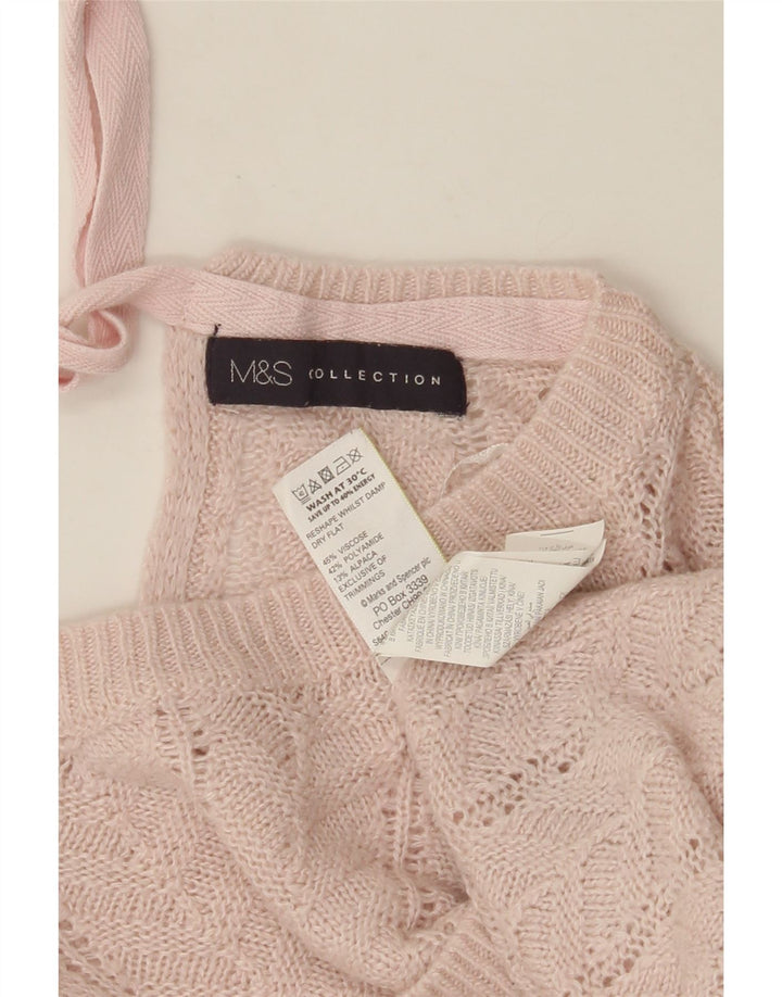 MARKS & SPENCER Maglione corto da donna con scollo a barca UK 8 piccolo rosa