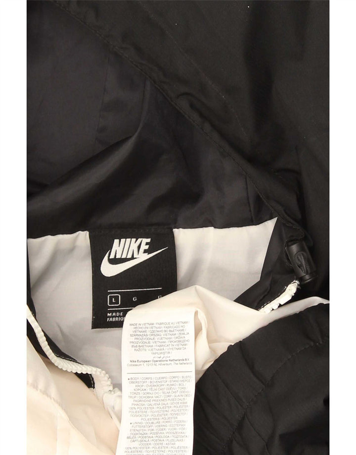 Giacca antipioggia Nike da uomo con cappuccio grafico UK 40 Large Black Colourblock