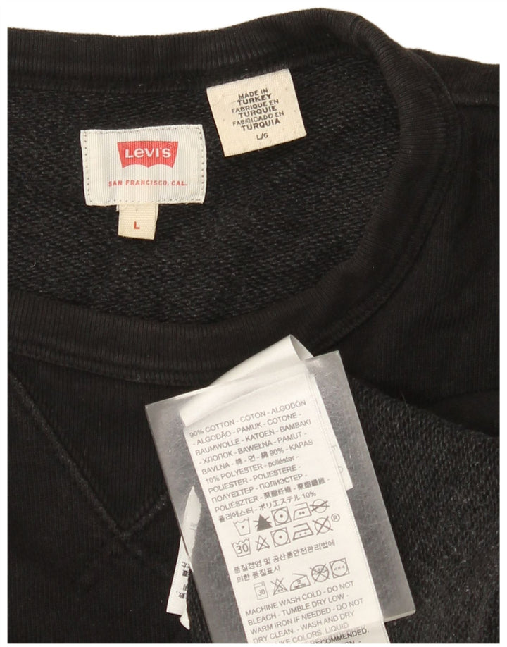 Levi's Felpa con grafica da uomo Maglione grande in cotone nero