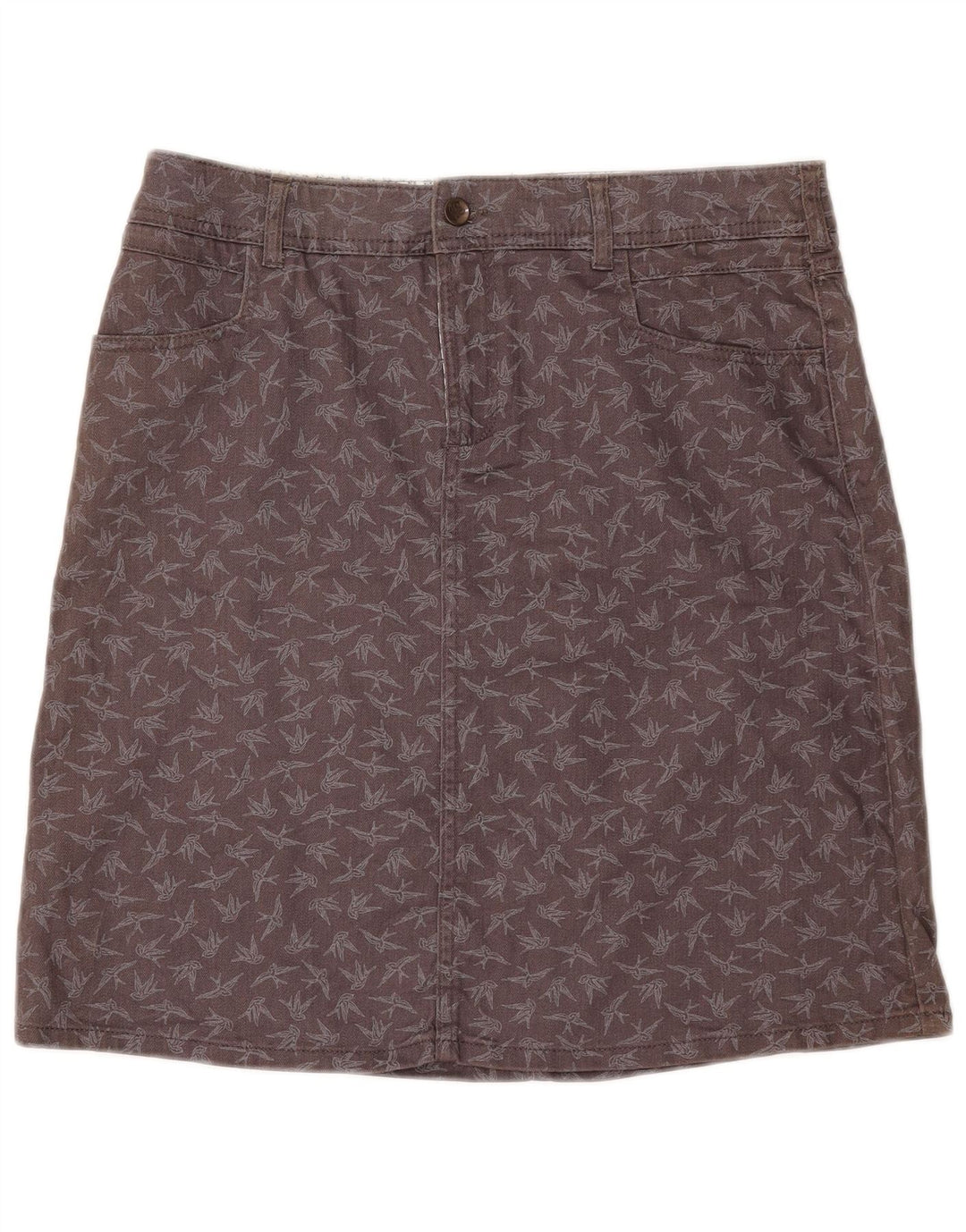Gonna in denim con motivo astratto da donna White Stuff UK 12 medio W32 grigio