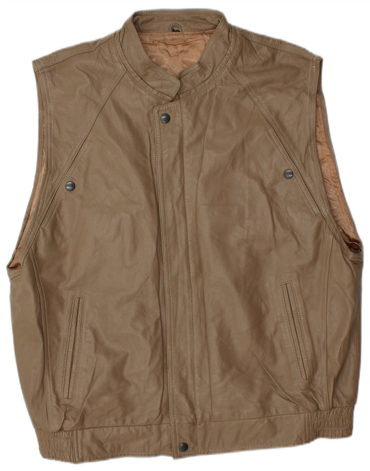Gilet in pelle da uomo VINTAGE UK 40 grande marrone