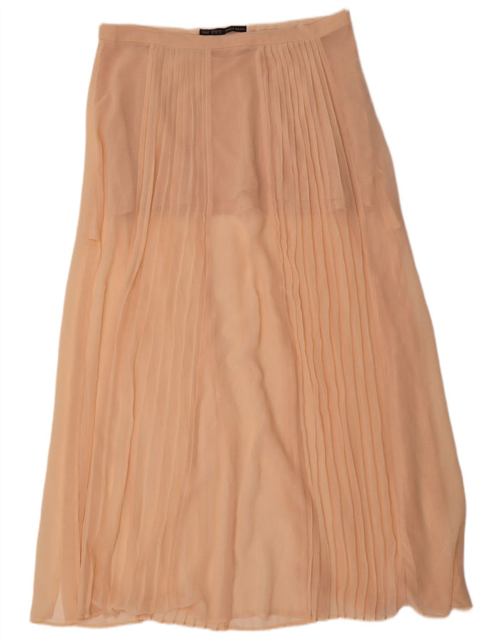 Gonna lunga a pieghe grafica Zara da donna XL W32 Beige