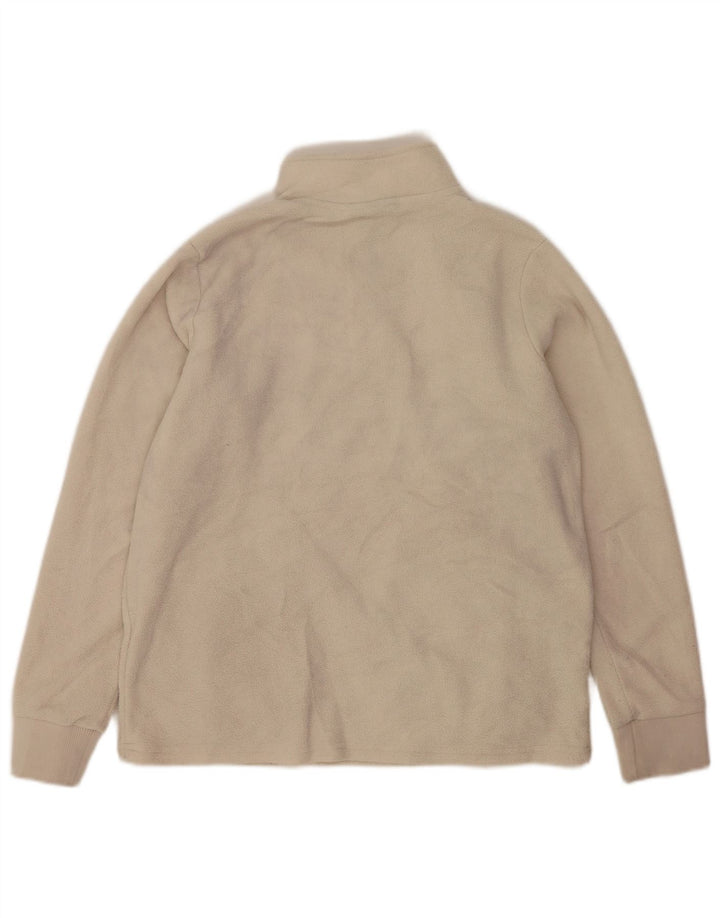 Maglione in pile da uomo con collo con zip grafica Nautica, poliestere bianco sporco medio