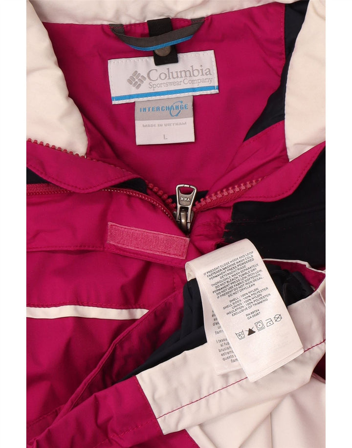 Giacca antipioggia Columbia Interchange da donna UK 16 grande nylon color block rosa