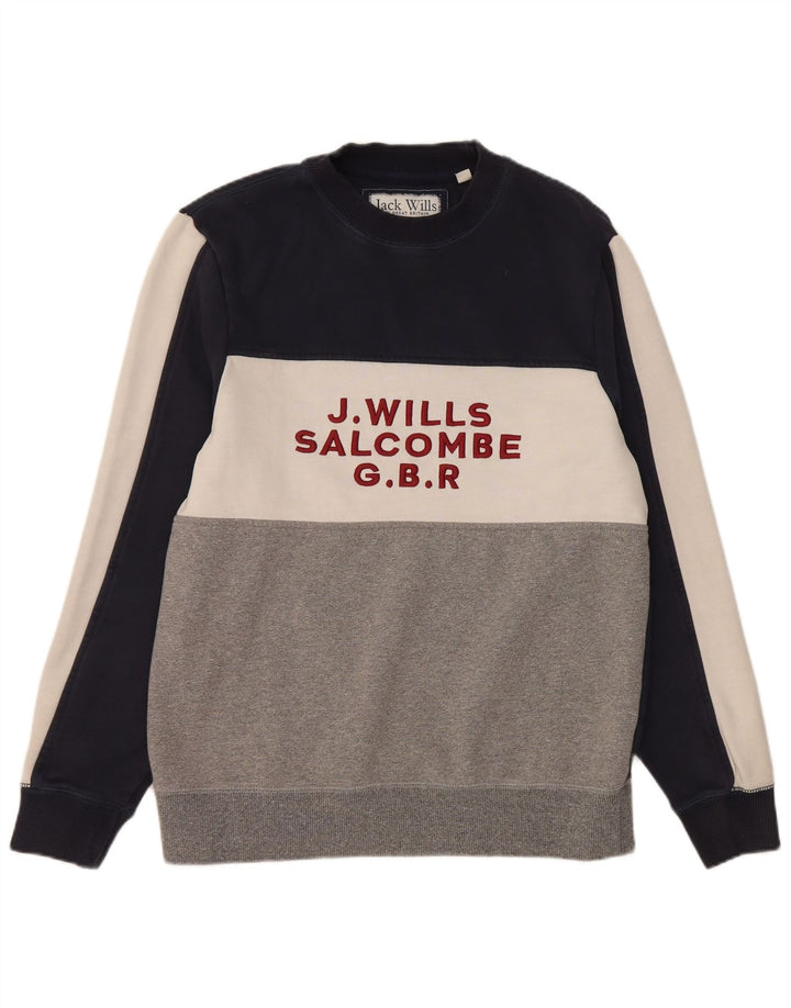 Jack Wills Uomo Salcombe Felpa Maglione Grande Blocco di colori multicolore
