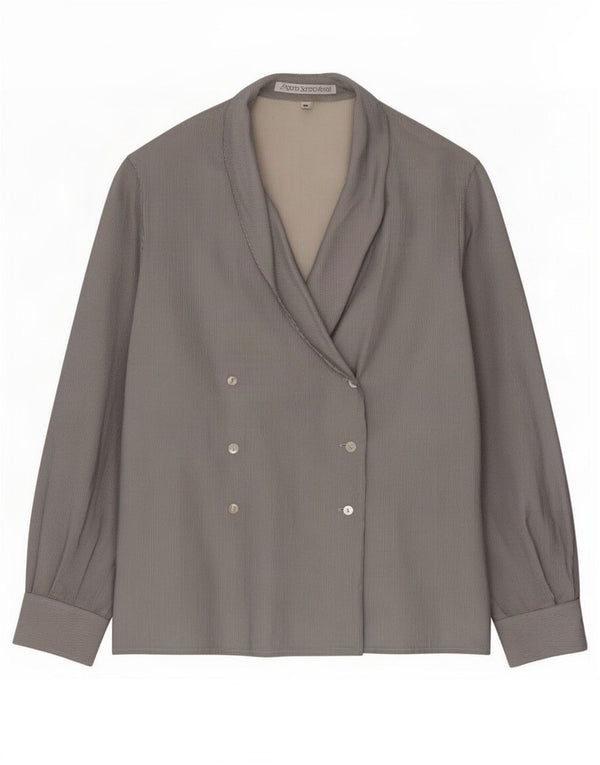 Vintage Womens Shirt Blouse IT 42 Medium Grey Pinstripe Silk