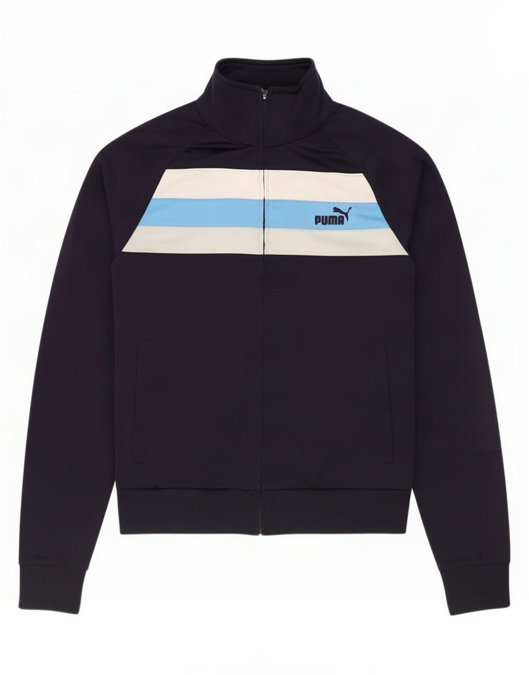 Giacca da ginnastica da uomo Puma Small in poliestere color block blu navy