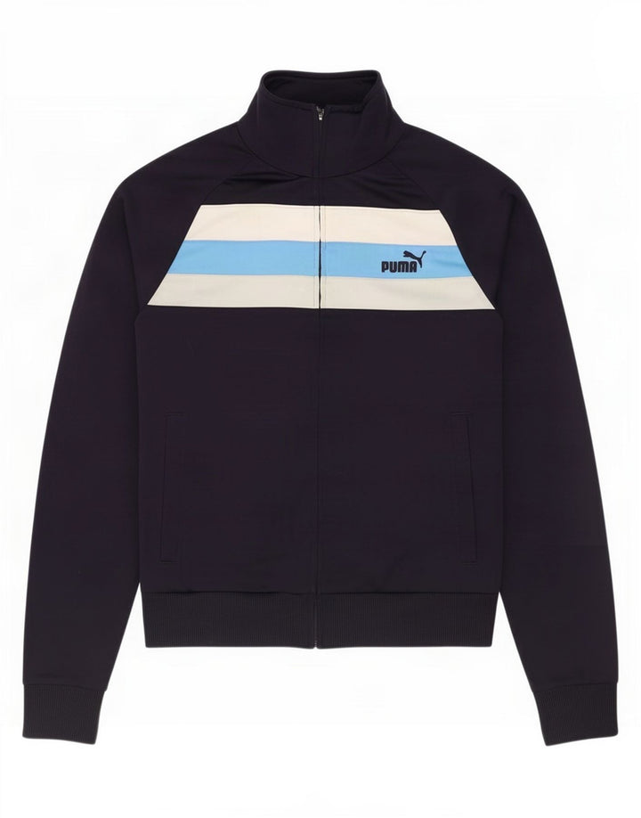 Giacca da ginnastica da uomo Puma Small in poliestere color block blu navy