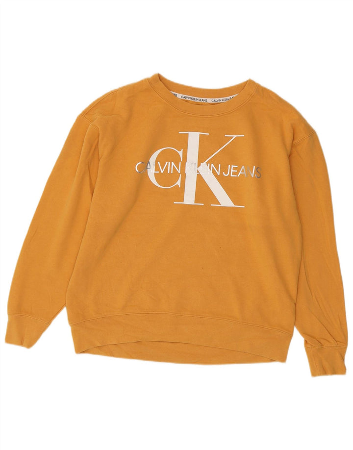 Felpa oversize da donna Calvin Klein Jeans Jumper UK 10 Small Giallo