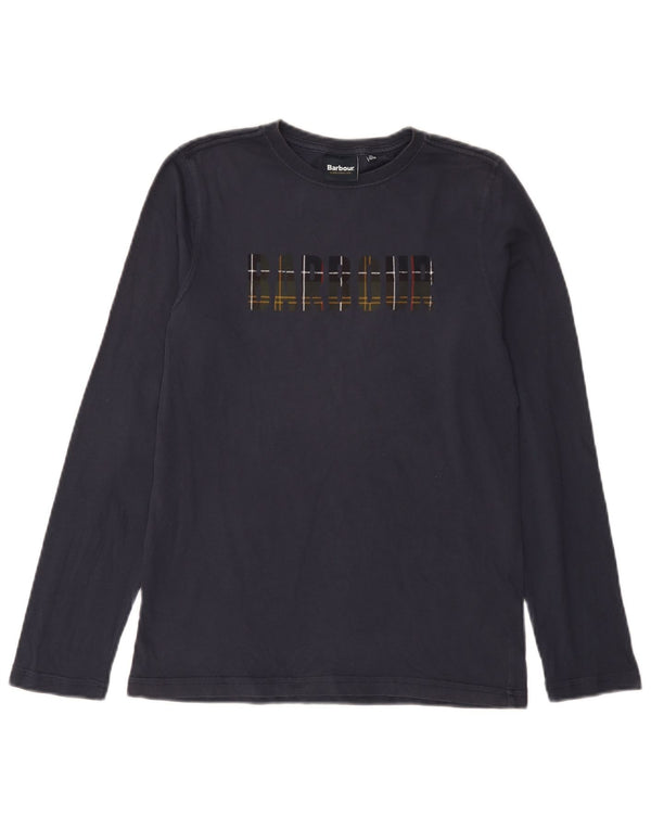 Barbour Ragazzi Graphic Top Manica Lunga 12-13 Anni XL Blu Navy Cotone