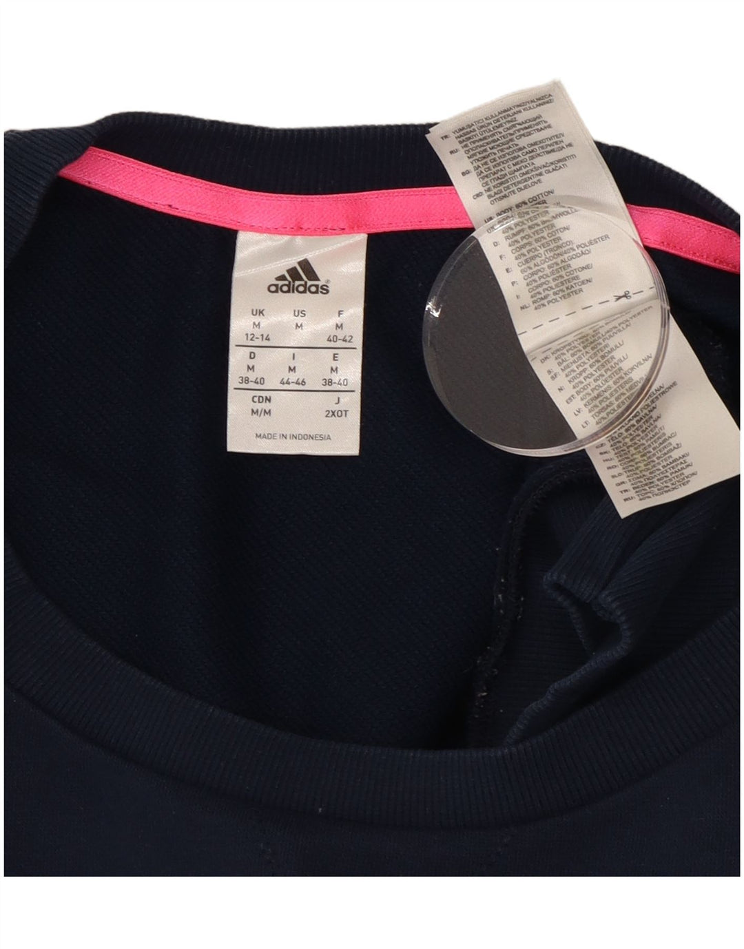 Felpa grafica Adidas Climalite da donna UK 12/14 medio blu navy