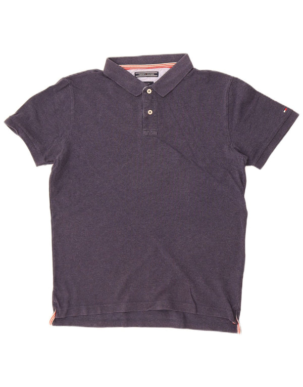 Polo slim fit da uomo Tommy Hilfiger grande in cotone blu navy