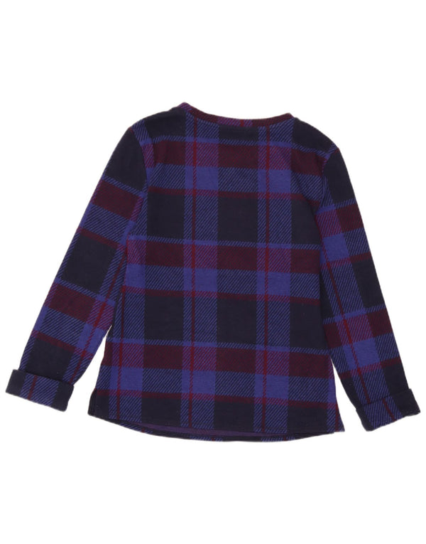 Marks & Spencer Top da donna a maniche lunghe UK 6 XS Poliestere a quadri blu navy