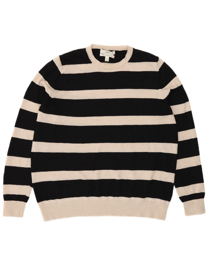 Maglione maglione girocollo da donna Marks & Spencer UK 16 grandi righe nere