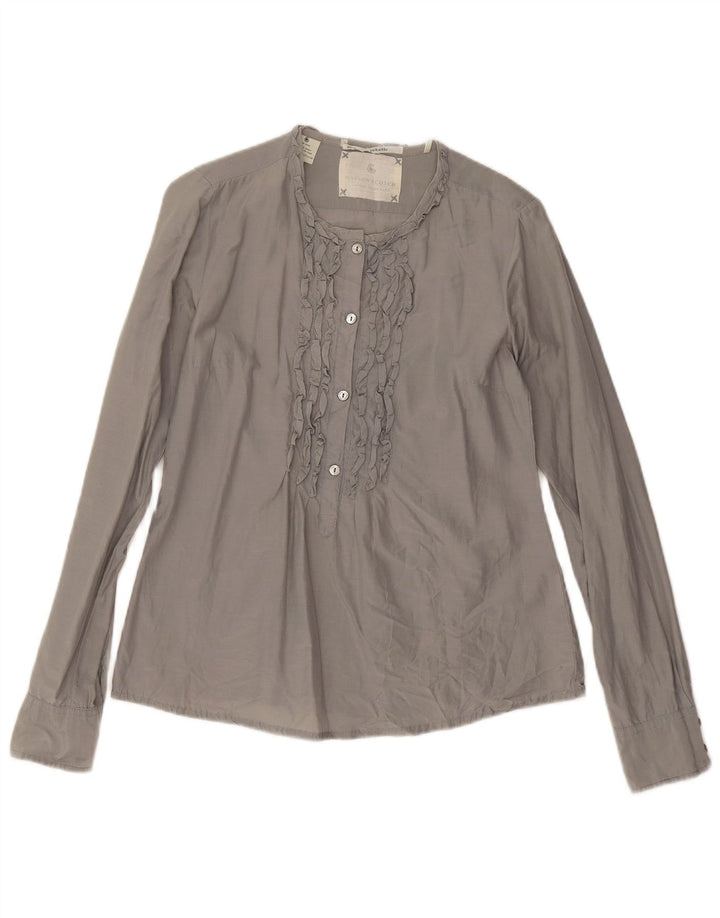 Maison Scotch Camicetta da donna a maniche lunghe con volant sul davanti taglia 1 piccola grigia