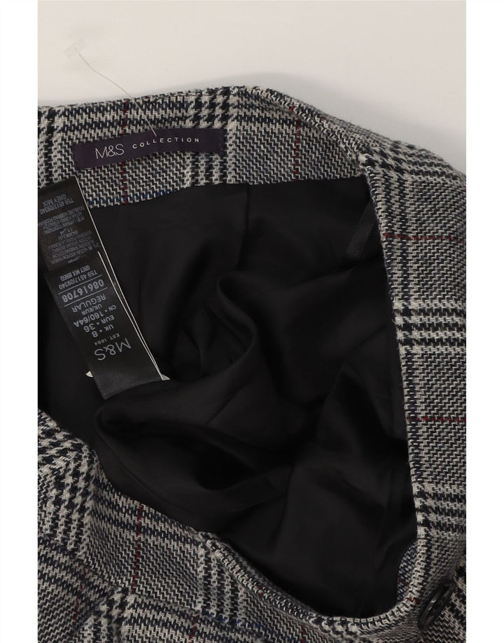 Minigonna da donna Marks & Spencer UK 8 piccola W28 acrilico pied de poule grigio