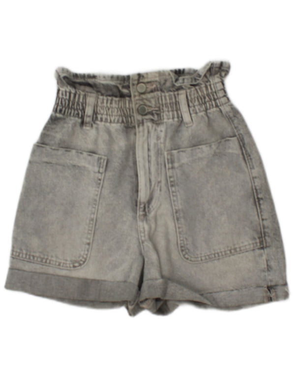 Pantaloncini di jeans a vita alta a gamba larga da donna Zara EU 32 2XS W22 cotone grigio
