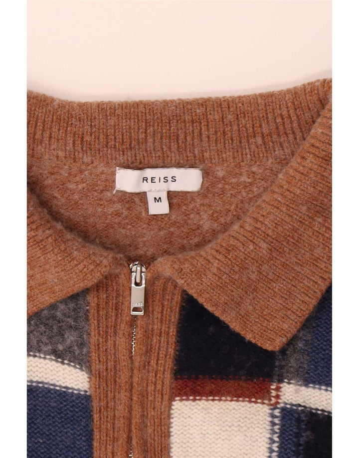 Maglione da donna Reiss con zip e collo UK 14 Marrone medio geometrico