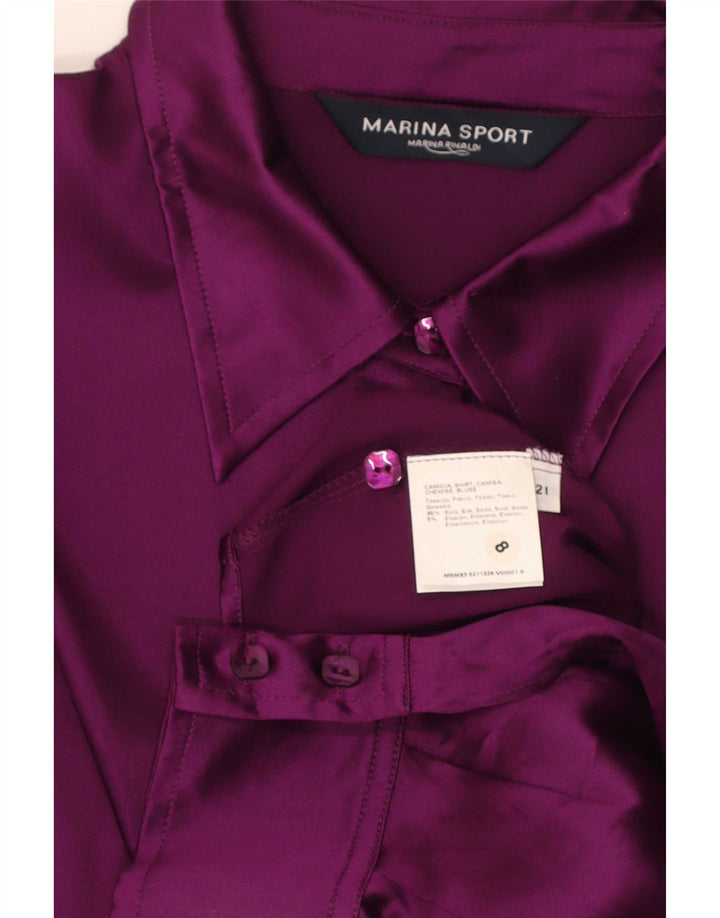 Marina Rinaldi Camicia Camicetta da Donna Taglia 21 Media Marrone Seta