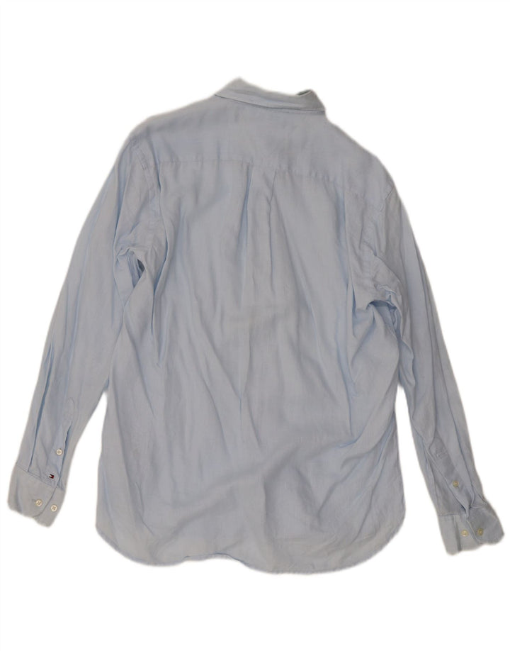 Camicia da uomo Tommy Hilfiger piccola in lino blu