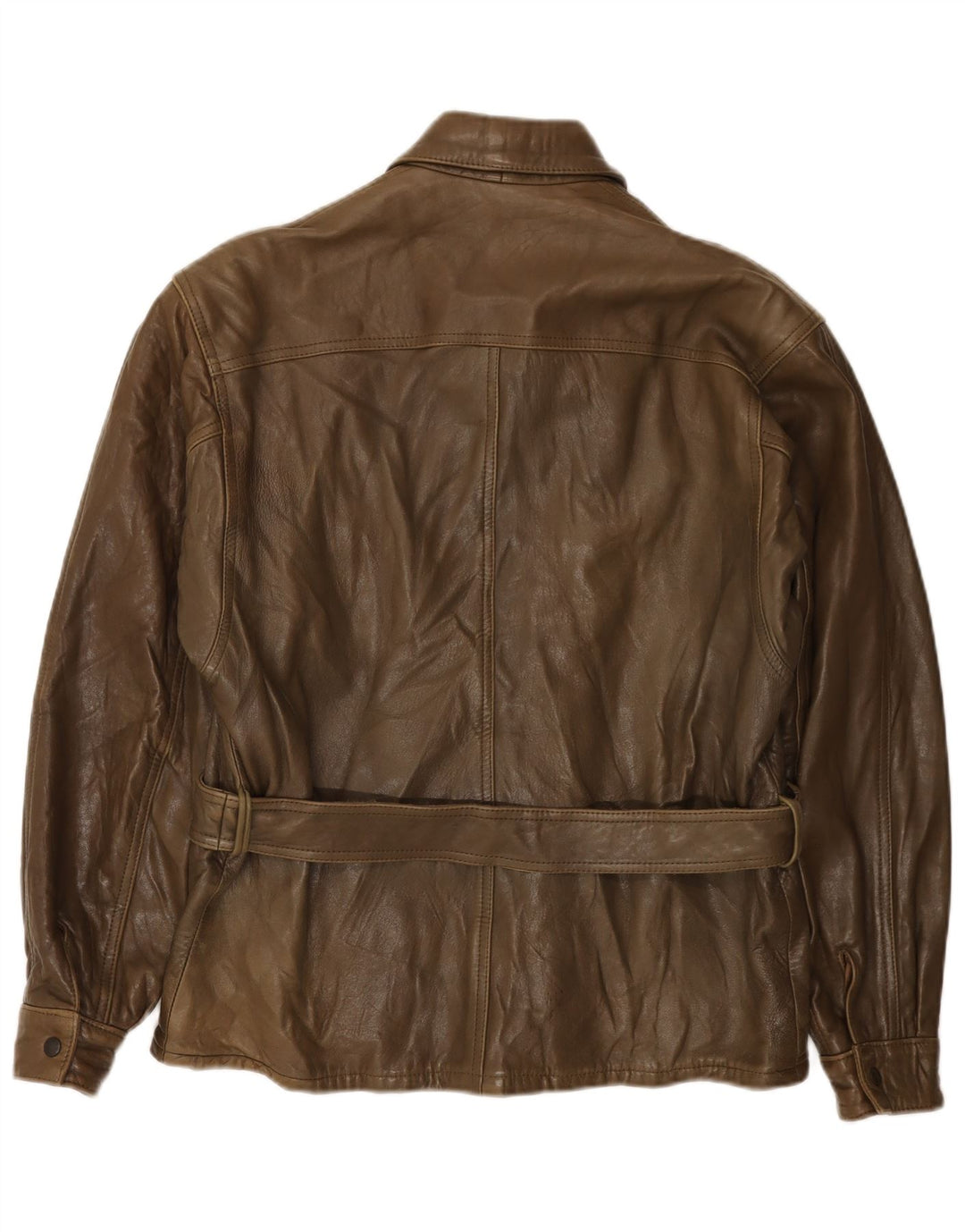 Giacca in pelle vintage da uomo IT 50 grande in pelle marrone
