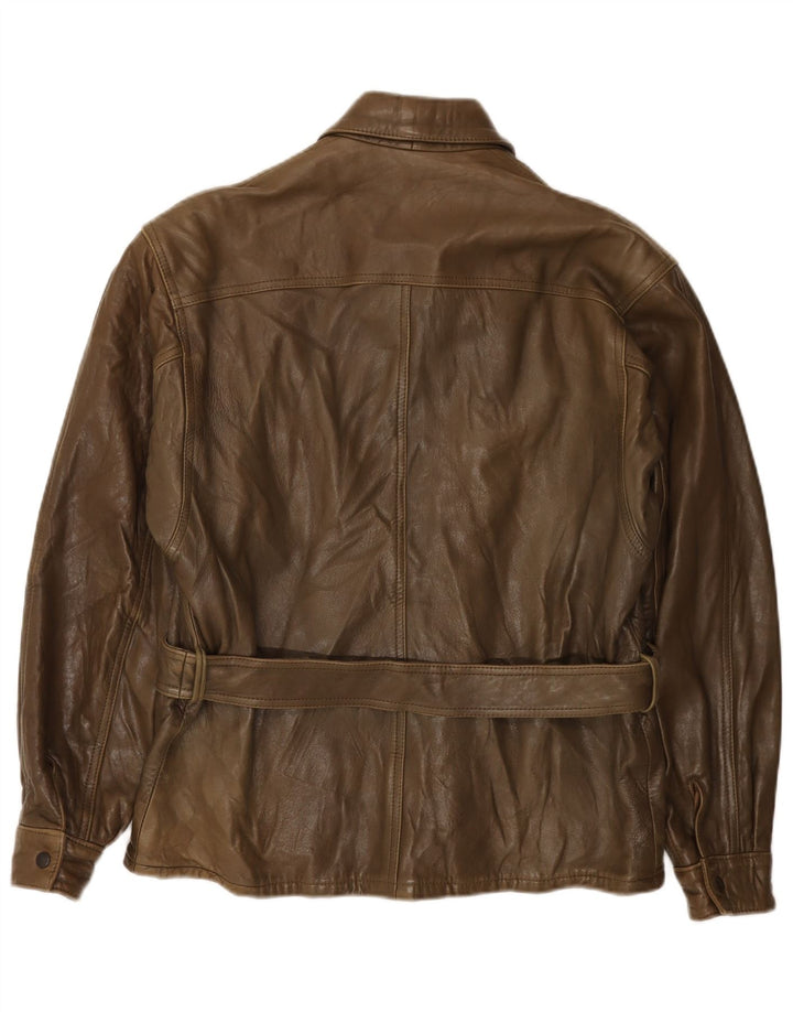 Giacca in pelle vintage da uomo IT 50 grande in pelle marrone