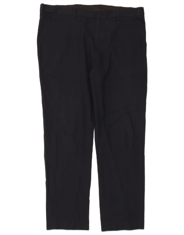 Pantaloni da abito vestibilità regolare Marks & Spencer da uomo W38 L31 poliestere blu navy