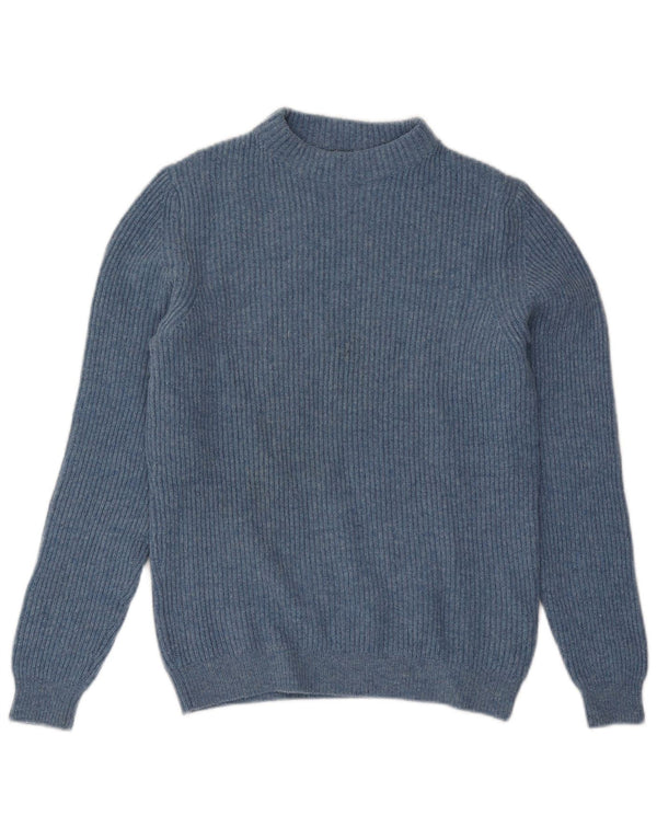 Massimo Dutti Maglione da uomo con collo alto in lana blu medio