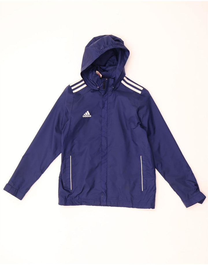 Giacca antipioggia con cappuccio Adidas da ragazzo 11-12 anni in nylon blu navy