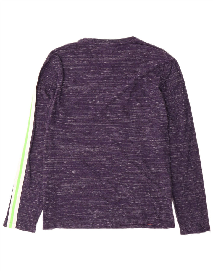 Top da uomo Superdry a maniche lunghe in cotone screziato blu navy