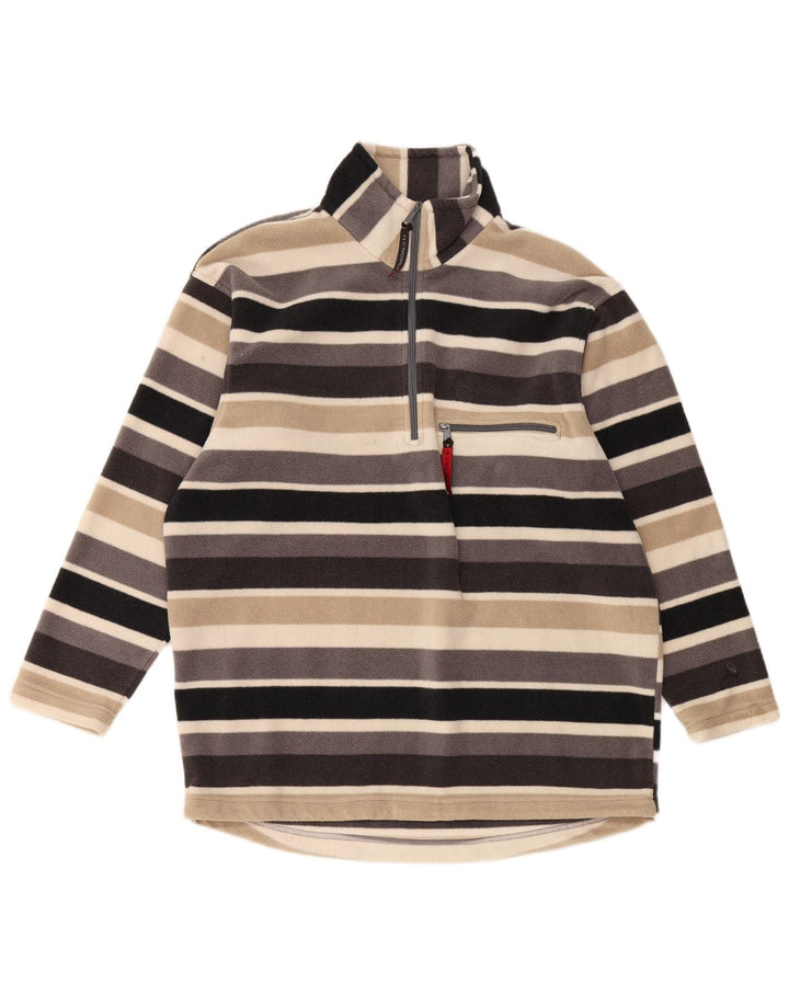 JACK WOLFSKIN Mens Zip Neck Fleece Jumper Medium Multicoloured Striped