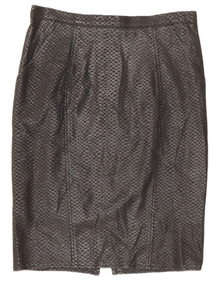 Gonna in pelle vintage da donna W34 grande nera maculata