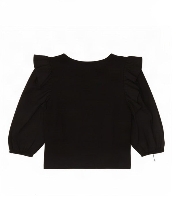 Top corto Zara da donna con maniche a 3/4 UK 12, cotone nero medio