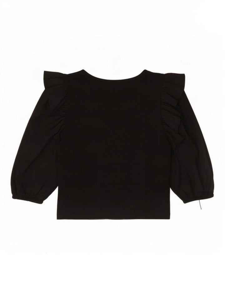 Top corto Zara da donna con maniche a 3/4 UK 12, cotone nero medio