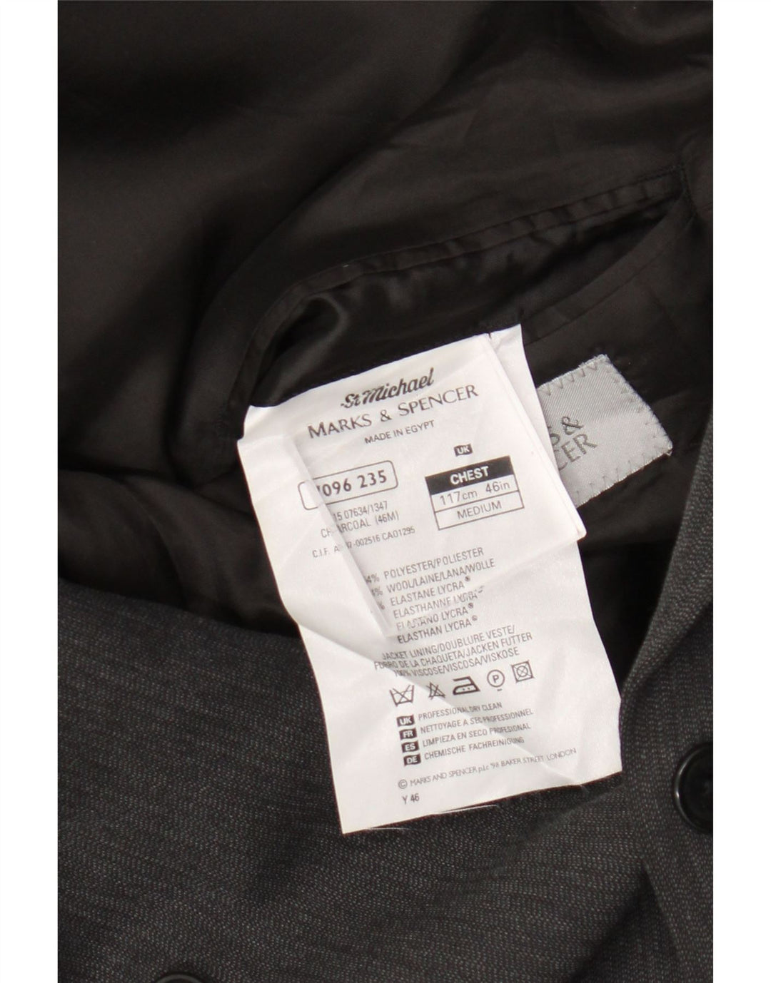 Giacca blazer doppiopetto da uomo Marks & Spencer UK 46 3XL poliestere grigio
