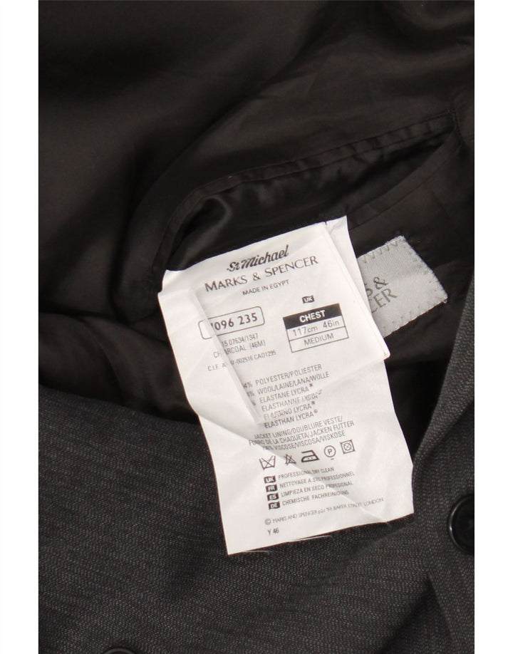 Giacca blazer doppiopetto da uomo Marks & Spencer UK 46 3XL poliestere grigio