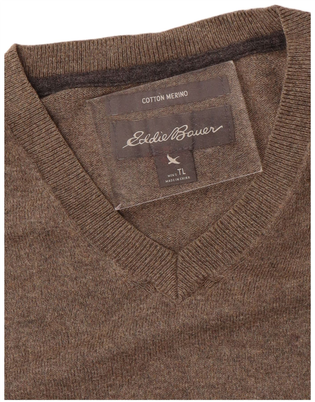 EDDIE BAUER Maglione da uomo con scollo a V grande cotone grigio