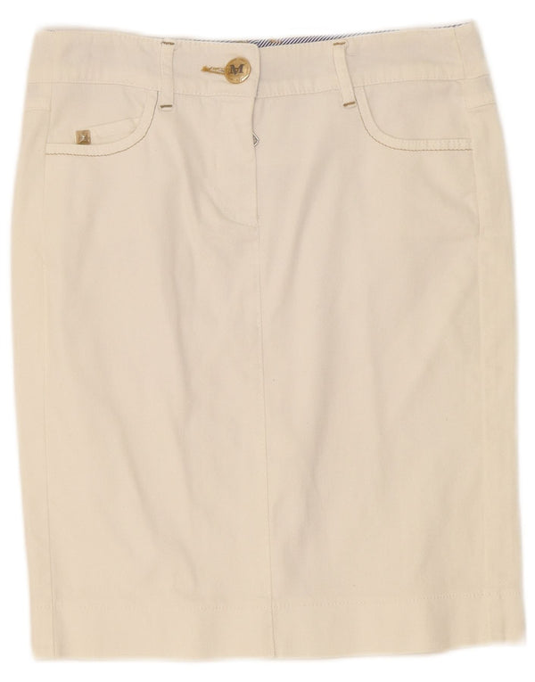 Gonna in denim da donna Marella UK 10 piccola W30 cotone bianco