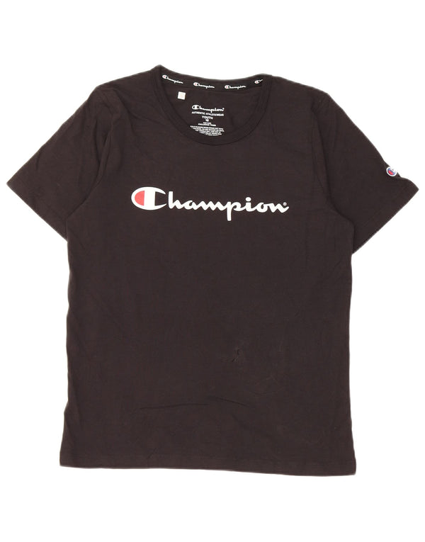 T-shirt grafica per ragazze Champion Top 15-16 anni in cotone nero