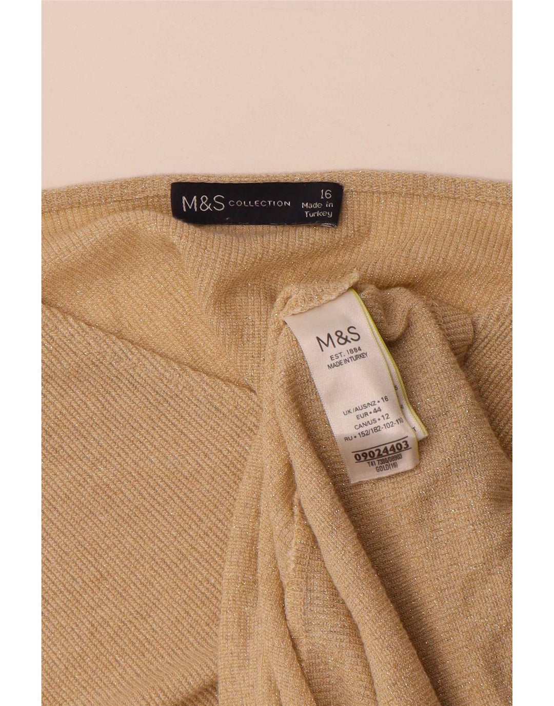 Marks & Spencer Camicetta a pipistrello da donna Top UK 16 Large Viscosa screziata dorata