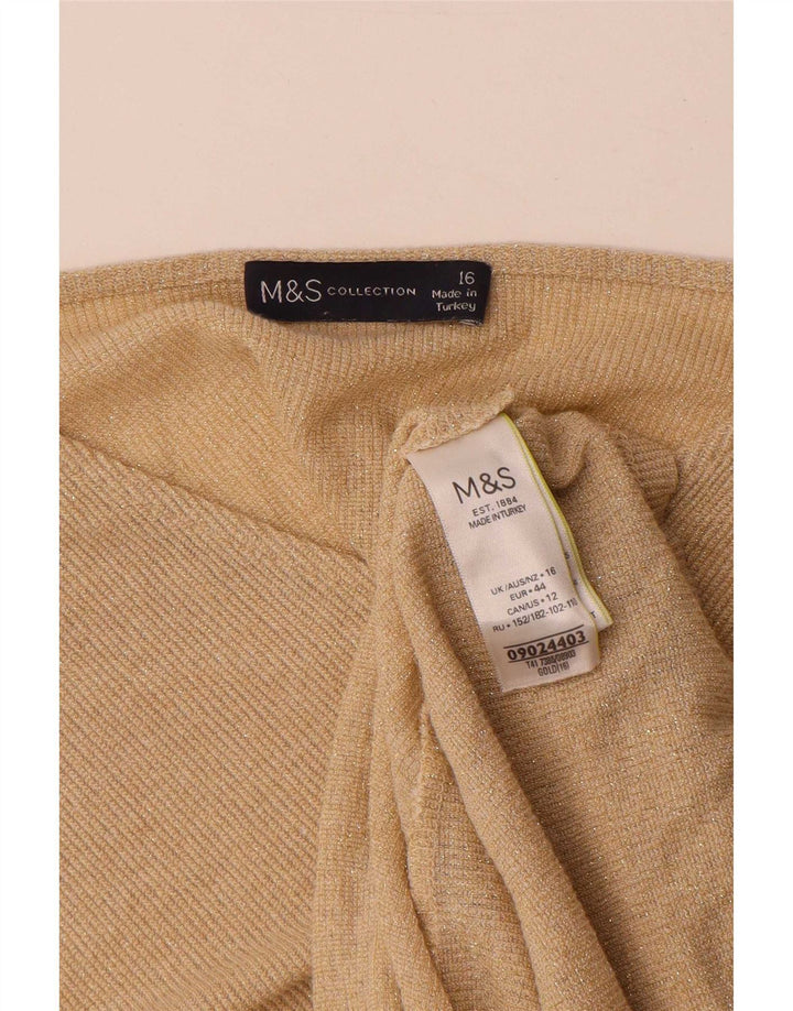 Marks & Spencer Camicetta a pipistrello da donna Top UK 16 Large Viscosa screziata dorata