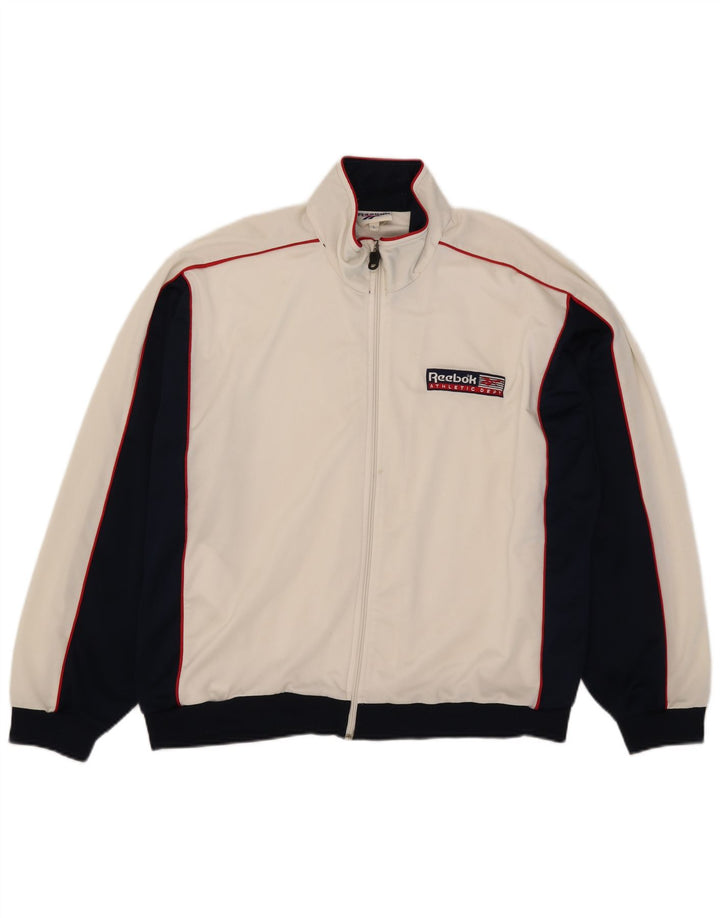 Giacca da ginnastica da uomo Reebok grande in poliestere color block bianco