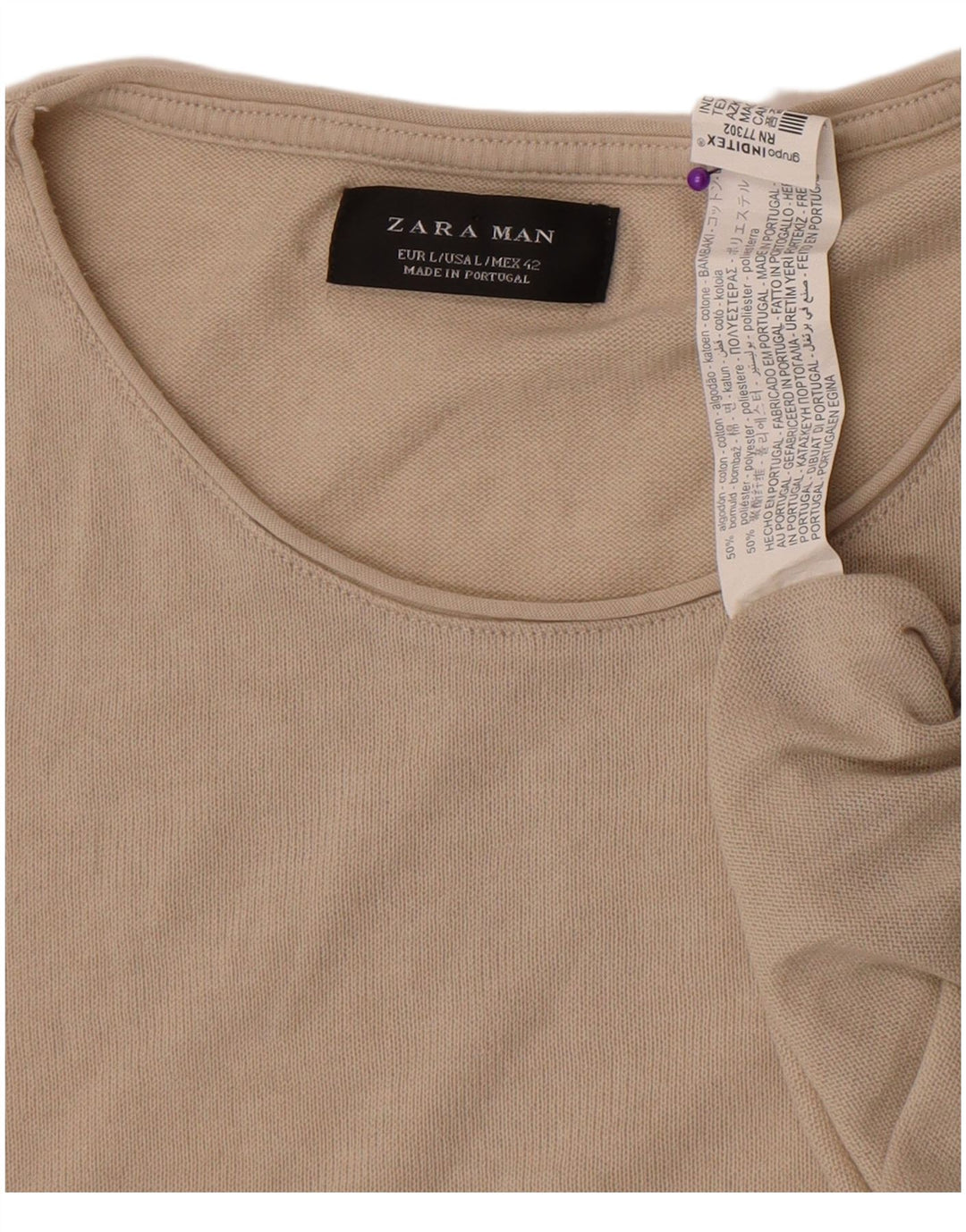 T-shirt Zara da uomo Top grande in cotone beige